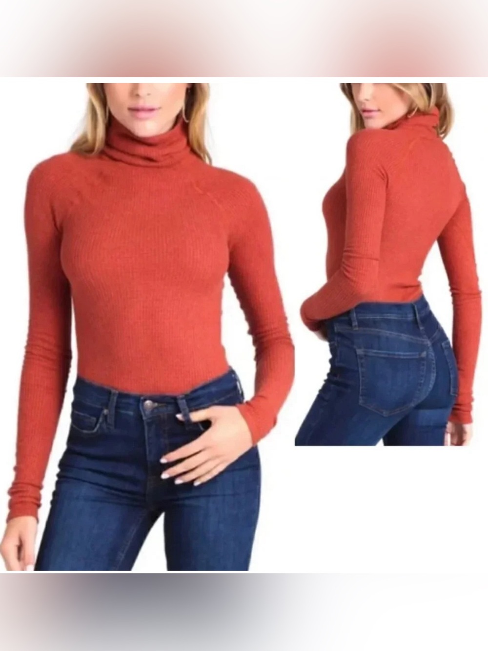 Intimately by Free People Orange Turtleneck